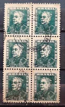 Selo Regular Cod RHM 500a Bisneta Duque de Caxias Militar 1956 Sextilha Circulado 5