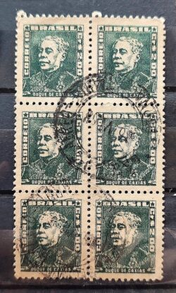 Selo Regular Cod RHM 500a Bisneta Duque de Caxias Militar 1956 Sextilha Circulado 7