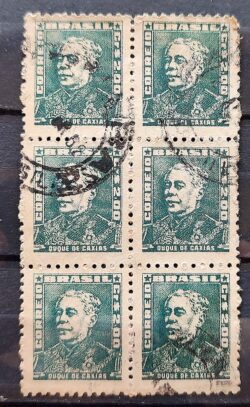 Selo Regular Cod RHM 500a Bisneta Duque de Caxias Militar 1956 Sextilha Circulado 8