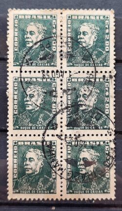 Selo Regular Cod RHM 500a Bisneta Duque de Caxias Militar 1956 Sextilha Circulado 9