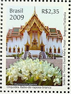 C 2782 Selo Relacoes Diplomaticas Tailandia Igreja Religiao Flora Orquidea Arquitetura 2009