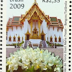 C 2782 Selo Relacoes Diplomaticas Tailandia Igreja Religiao Flora Orquidea Arquitetura 2009