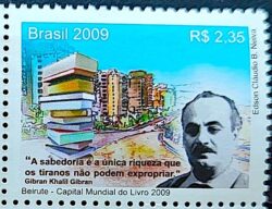 C 2801 Selo Relacoes Diplomaticas Libano Literatura Khalil Gibran 2009