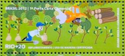 C 3196 Selo Rio + 20 Reflorestamento Madeira Patrola Chapeu 2012