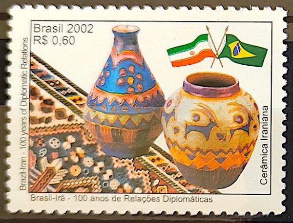 C 2506 Selo Relacoes Diplomaticas Bandeira Ira Arte Ceramica 2002