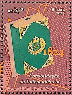 C 4142 Selo 200 Anos Primeira Constituicao Direito Livro Literatura 2024 Imperio
