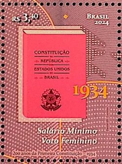 C 4143 Selo 200 Anos Primeira Constituicao Direito Livro Literatura 2024 Mulher