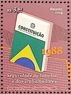 C 4144 Selo 200 Anos Primeira Constituicao Direito Livro Literatura Bandeira 2024 Economia