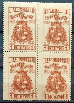 C 261 Selo Centenario de Joinville Santa Catarina Brasao 1951 Quadra 1