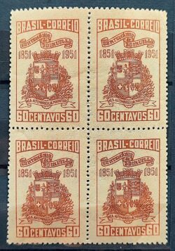 C 261 Selo Centenario de Joinville Santa Catarina Brasao 1951 Quadra 3