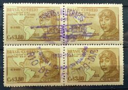 C 268 Selo Viagem Aerea Nova Iorque Rio de Janeiro Pinto Martins Mapa Aviao Aviacao 1951 Quadra CBC RJ