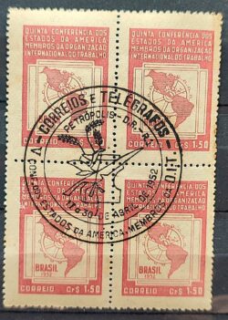 C 276 Selo 5 Conferencia Organizacao Internacional do Trabalho OIT Mapa Economia 1952 Quadra CBC RJ