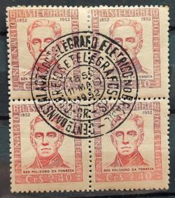 C 278 Selo Centenario do Telegrafo Eletrico no Brasil General Polidoro da Fonseca Militar Comunicacao 1952 Quadra CPD SP