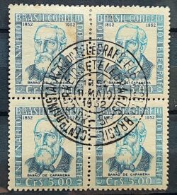 C 279 Selo Centenario do Telegrafo Eletrico Barao de Capanema Comunicacao 1952 Quadra CPD SP