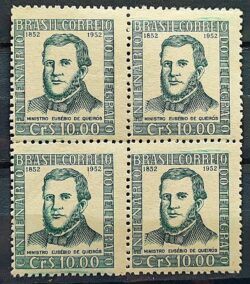 C 280 Selo Centenario do Telegrafo Eletrico Eusebio de Queiros Comunicacao 1952 Quadra