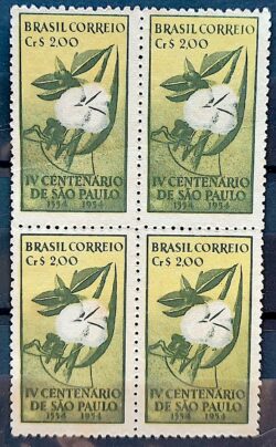 C 292 Selo 4 Centenario de Sao Paulo 1953 Quadra 2