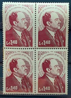 C 314 Selo Presidente Nicaragua General Anastacio Somoza 1953 Quadra