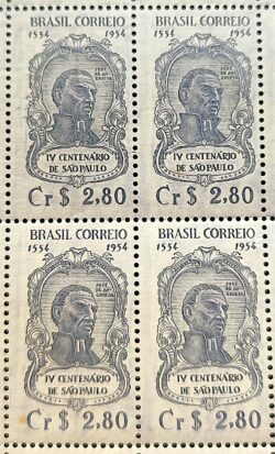 C 330 Selo 4 Centenario de Sao Paulo Jose de Anchieta Religiao 1954 Quadra