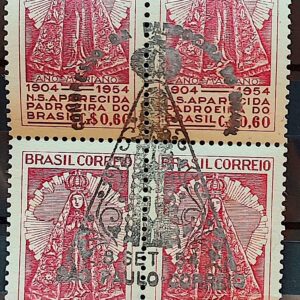 C 345 Selo Congresso da Padroeira do Brasil Nossa Senhora Aparecida Religiao 1954 Quadra CBC SP 1