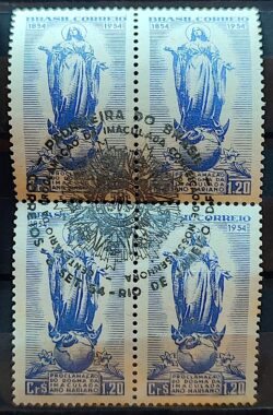 C 346 Selo Centenario Dogma da Imaculda Conceicao Ano Ano Mariano Religiao 1954 Quadra CBC RJ