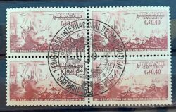 C 348 Selo Sesquicentenario Almirante Barroso Riachuelo Navio Militar 1954 Quadra CBC SP