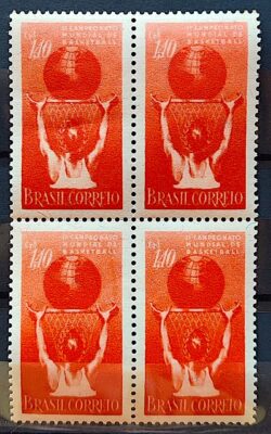 C 353 Selo Campeonato Mundial de Basquete Mapa 1954 Quadra