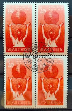 C 353 Selo Campeonato Mundial de Basquete Mapa 1954 Quadra CPD RJ