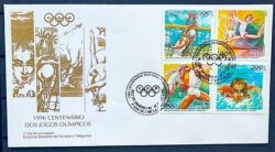Envelope FDC 675 1996 Olimpiadas Atenas Grecia Volei Natacao Ginastica Atletismo CBC RJ 1