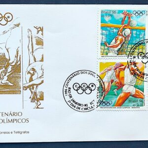 Envelope FDC 675 1996 Olimpiadas Atenas Grecia Volei Natacao Ginastica Atletismo CBC RJ 1