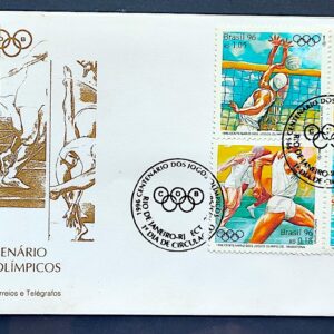 Envelope FDC 675 1996 Olimpiadas Atenas Grecia Volei Natacao Ginastica Atletismo CBC RJ 2