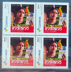 PB 12 Selo Personalizado Mostra 100 anos do Cinema Indiano Mulher Bailarina 2014 Quadra