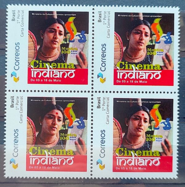 PB 12 Selo Personalizado Mostra 100 anos do Cinema Indiano Mulher Bailarina 2014 Quadra