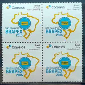 PB 16 Selo Personalizado Brapex Mapa Logo Gomado 2015 Quadra