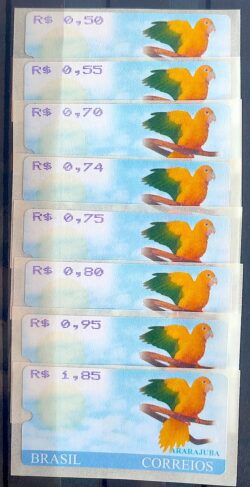 SE 22 a 29 Selo Etiqueta Automato Ararajuba 2001 e 2003 1
