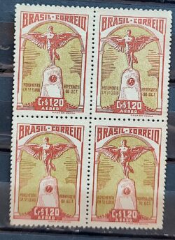 A 62 Selo Aereo Monumento Homenagem a Santos Dumont Franca 1947 Quadra