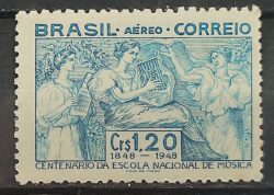 A 67 Selo Aereo Centenario da Escola Nacional de Musica 1948 MH