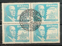 A 68 Selo Aereo Visita do Presidente Battle Berres do Uruguai 1948 Quadra CPD DF