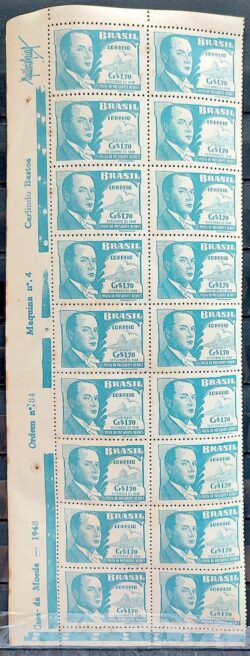 A 68 Selo Visita Presidente Battle Berres Uruguai 1948 Vinheta e 18 Unidades