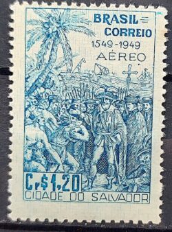 A 72 Selo 4 Centenario Salvador Governo Geral Indio Tome de Sousa 1949