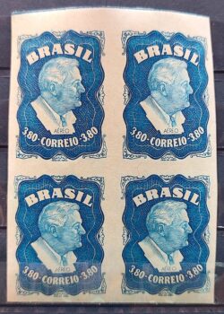 A 73 Selo Aereo Presidente Roosevelt Estados Unidos 1949 Quadra