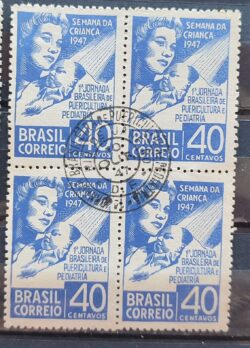 C 234 Selo Semana da Crianca Pediatria Saude 1947 Quadra CPD RJ 2