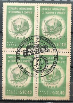 C 237 Selo Exposicao Internacional de Industria e Comercio Economia Mapa 1948 4 Quadra CBC RJ 2