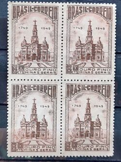 C 244 Selo Bicentenario da Fundacao de Ouro Fino 1949 Quadra