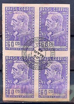 C 245 Selo 4 Centenario Salvador Bahia Padre Manoel da Nobrega Religiao 1949 Quadra CPD BA 2