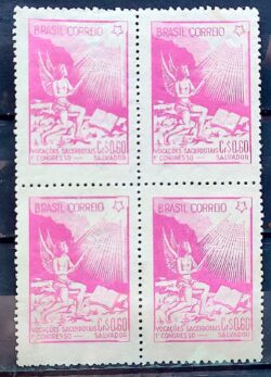 C 247 Selo Congresso Nacional de Vocacoes Sacerdotais Religiao 1949 Quadra