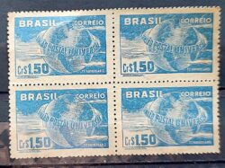 C 248 Selo Uniao Postal Universal UPU Mapa Servico Postal 1949 Quadra 1