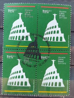 C 3137 Selo Relacoes Diplomaticas Brasil Italia 2011 Quadra CBC SP