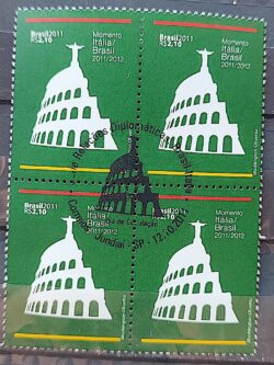 C 3137 Selo Relacoes Diplomaticas Brasil Italia 2011 Quadra CBC SP Jundiai