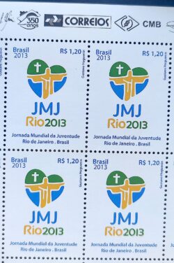 C 3276 Selo JMJ Jornada Mundial da Juventude 2013 Quadra Vinheta Correios