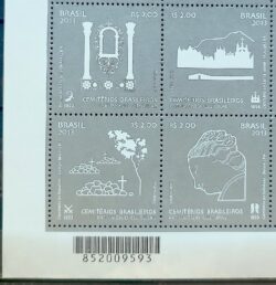 C 3296 Selo Cemiterios do Brasil 2013 Serie Completa Codigo de Barras